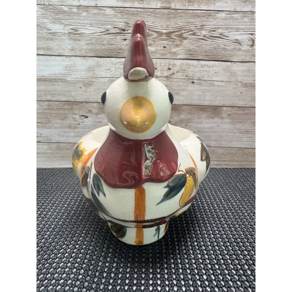 Nasco 1950s Hand Painted Ceramic Rooster Chicken Gravy Boat Ladle Vintage Japan